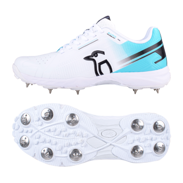 2024 Kookaburra KC 3.0 Spike Cricket Shoes - White/Aqua