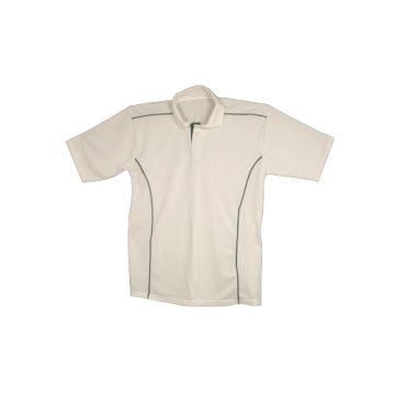 Proskins Brisbane Short Sleeved Cricket Shirt - White/Green