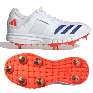2024 Adidas Howzat Junior Full Spike 20 Cricket Shoes - Blue/White/Red
